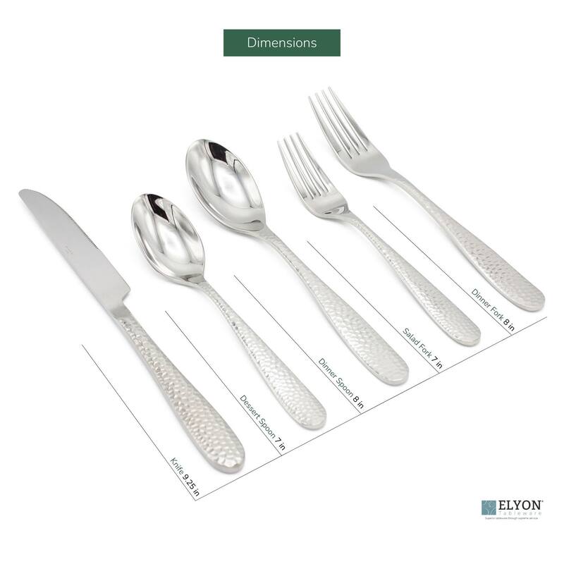 Elyon Carroll Hammered Reflective 20-Piece Flatware Set Stainless Steel