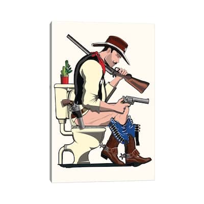 iCanvas "Cowboy On The Toilet" by WyattDesign Canvas Print