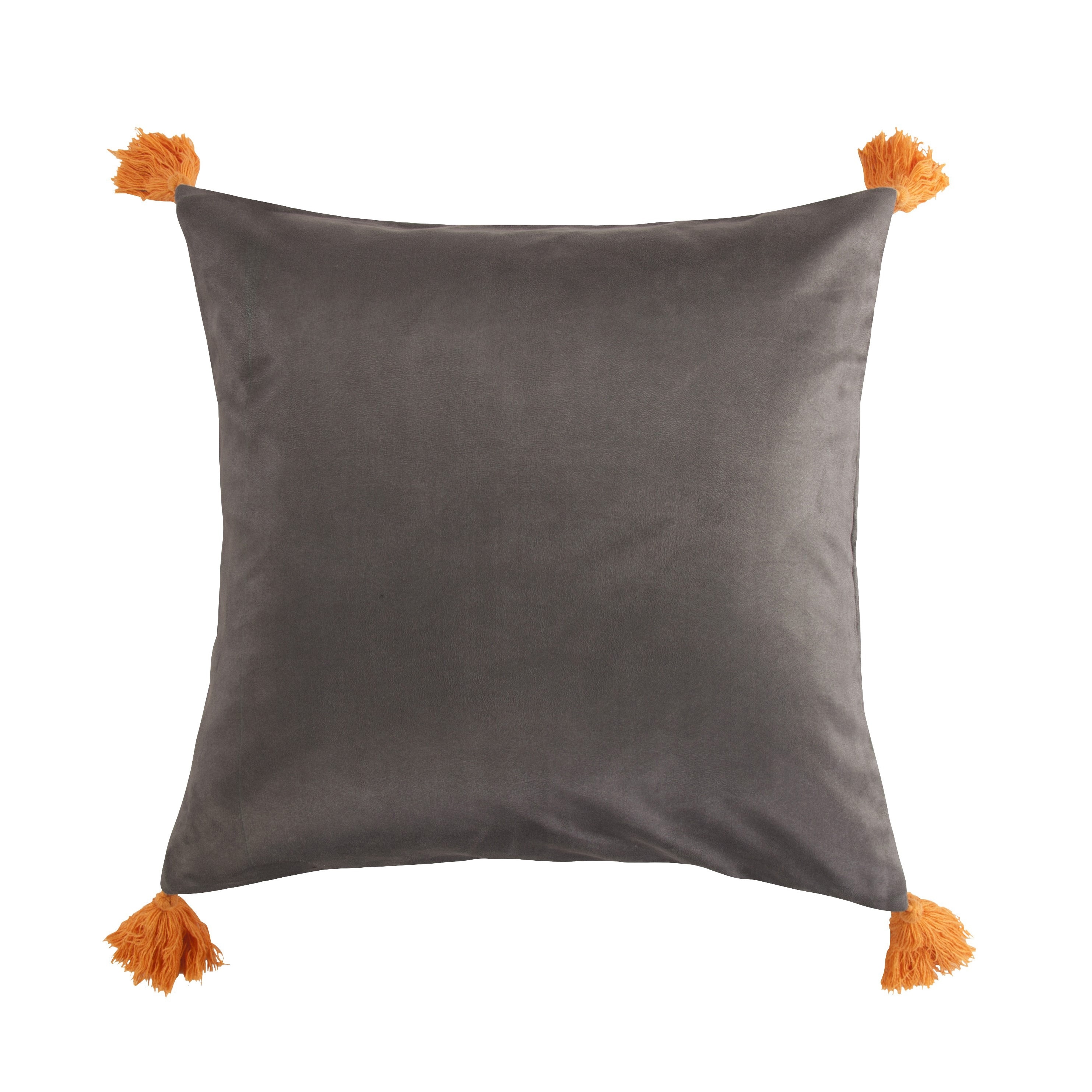 Aria Square Pillow with 4 Tassels, 20x20 - Gray