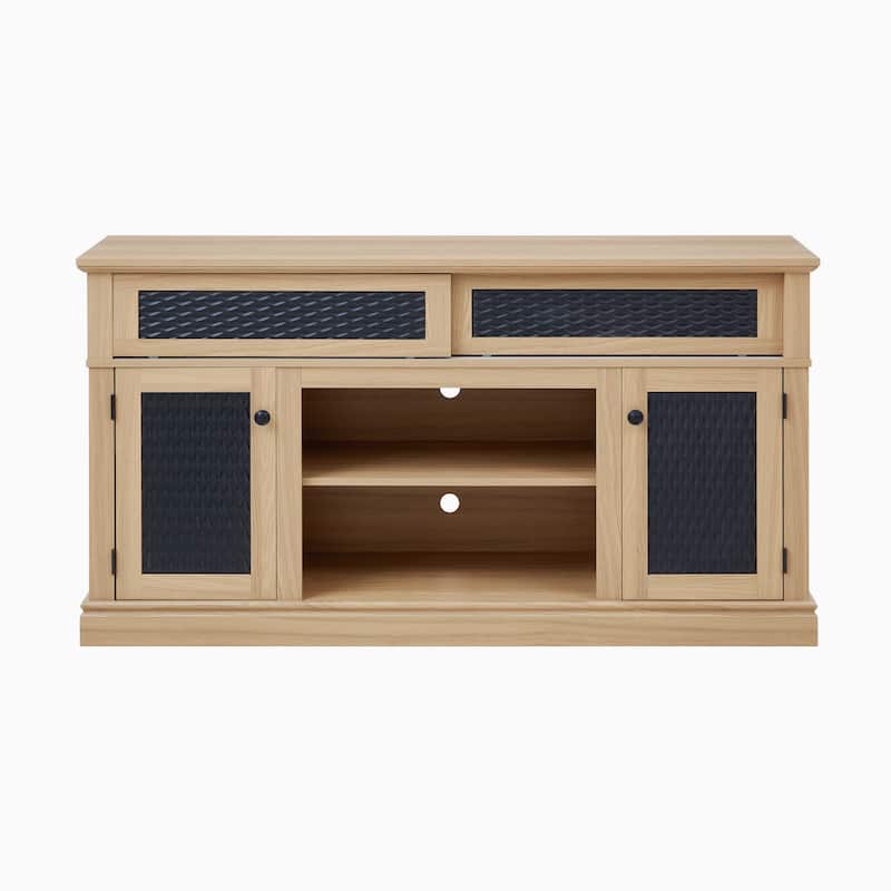 Embossed Pattern TV Stand for TVs Up to 65", Fireplace TV Stand with Storage Cabinet