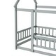 preview thumbnail 11 of 9, Twin Size Wooden Floor Bed with Roof Frame and Safety Guardrails, Grey