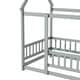 preview thumbnail 107 of 127, Wood Toddler House Bed with Roof Frame and Safety Guardrails Montessori Floor Bed without Slats No Door Houseshaped Platform Bed