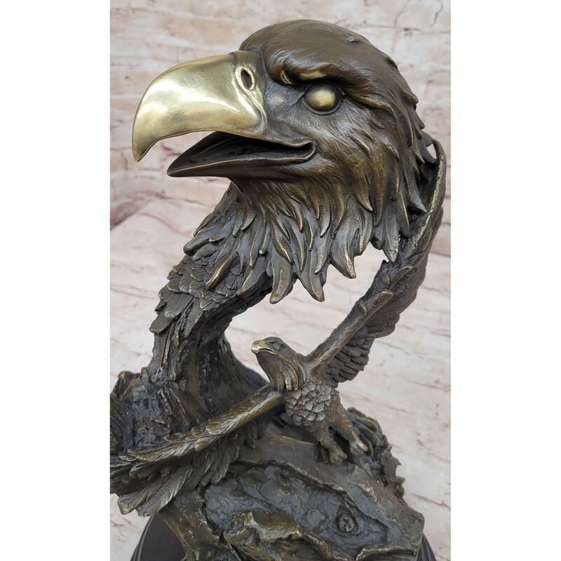 Hand Made Original Milo Eagle Falcon Head Genuine Bronze Sculpture Statue