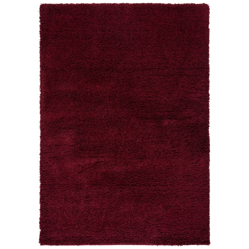 SAFAVIEH Laguna Shag Verdiana Solid Color 2-inch Thick Rug. - 5'3" x 7'6" - Maroon - Rectangle