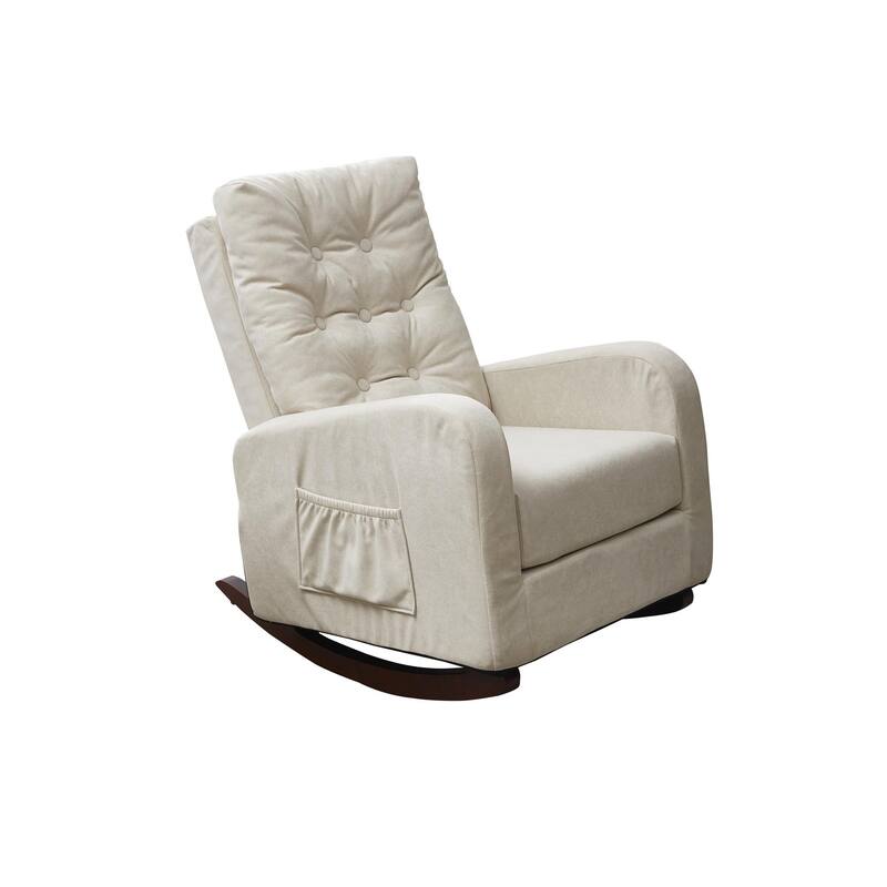 High-Back Adjustable Reclining Sofa Chair with Solid Wood Legs, Side Storage Pockets, and Enhanced Comfort for Balcony