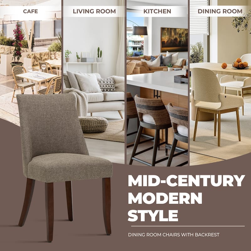 RENEWLINE Contemporary Dining Chair（Set of 2/4/6 - Upholstered Backrest & Wood Frame