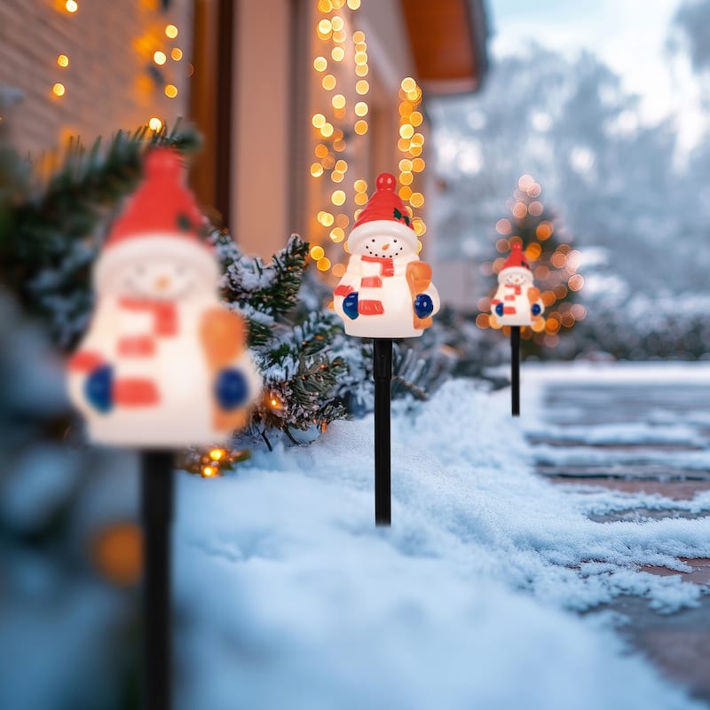 Set of 4 Jolly Snowmen Christmas Pathway Markers 16"