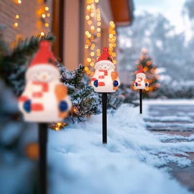 Set of 4 Jolly Snowmen Christmas Pathway Markers 16"
