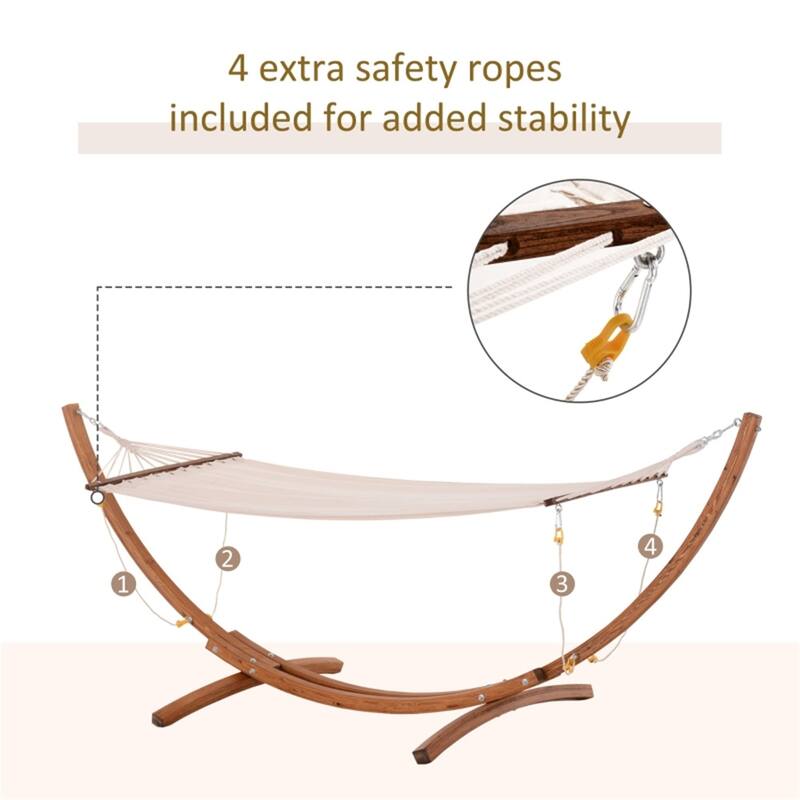 Outdoor Hammock Bed with Sturdy Wood Frame for Patio Porch or Deck Relaxation - 128"L x 46.5"W x 47.25"H