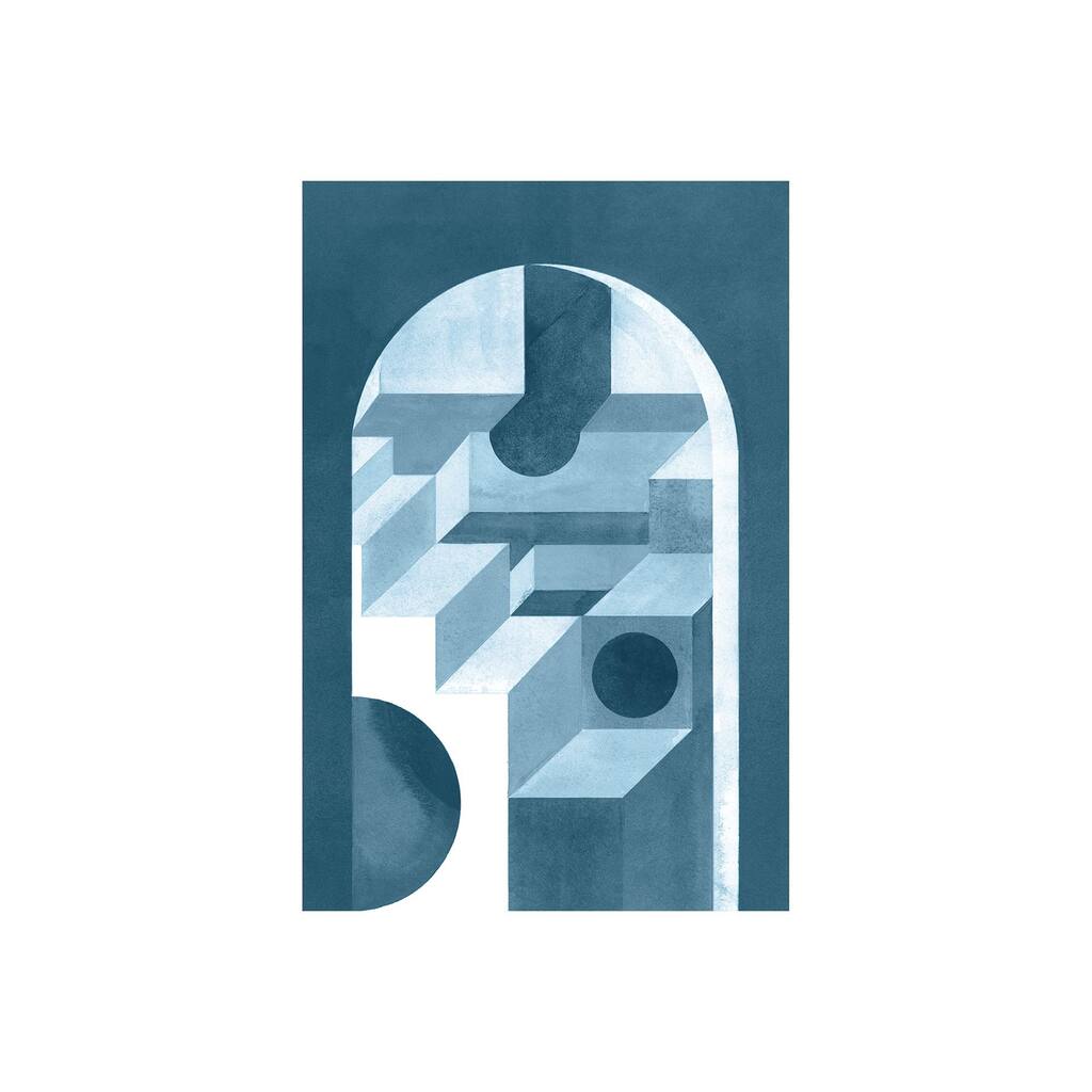Labyrinth II Blue (30 x 45) Canvas Art Print