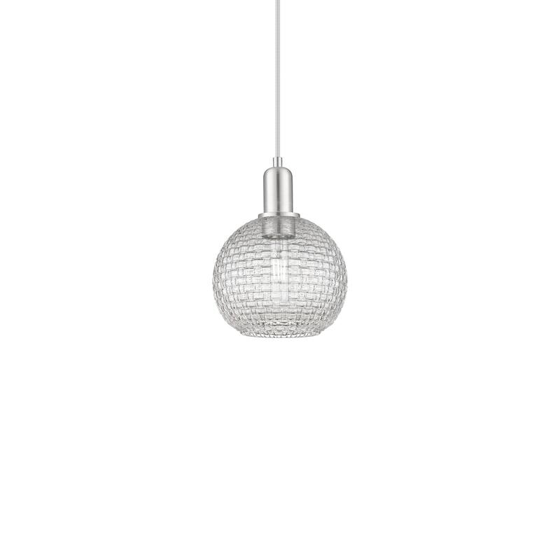 Innovations Lighting 716-1P-11-8 Athens Pendant Athens 8" Wide Mini - Brushed Satin Nickel / Clear Basketweave