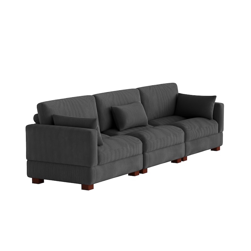 Modern 3-Piece Corduroy Sectional Sofa 3 Seater Sofa For Living Room