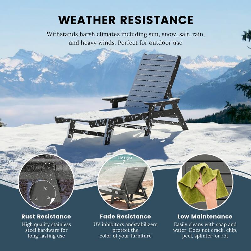 Laguna Hdpe All Weather Outdoor Patio Pool Reclining Chaise Lounge