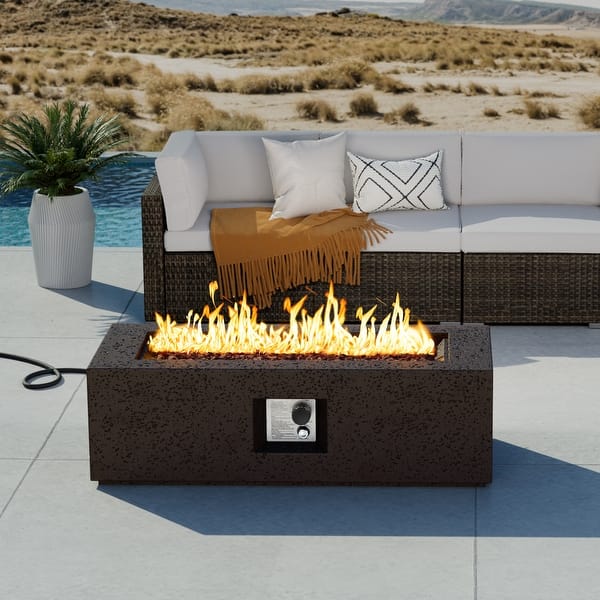 COSIEST Outdoor Rectangle Propane Fire Pit Table, 50000BTU - 42"*17"*13"