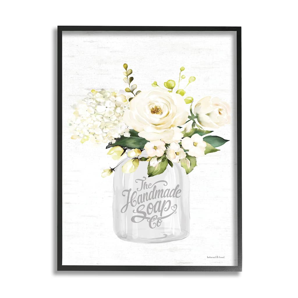 Stupell Handmade Soap Co. Farmhouse White Florals Country Bouquet Framed Wall Art - Pink