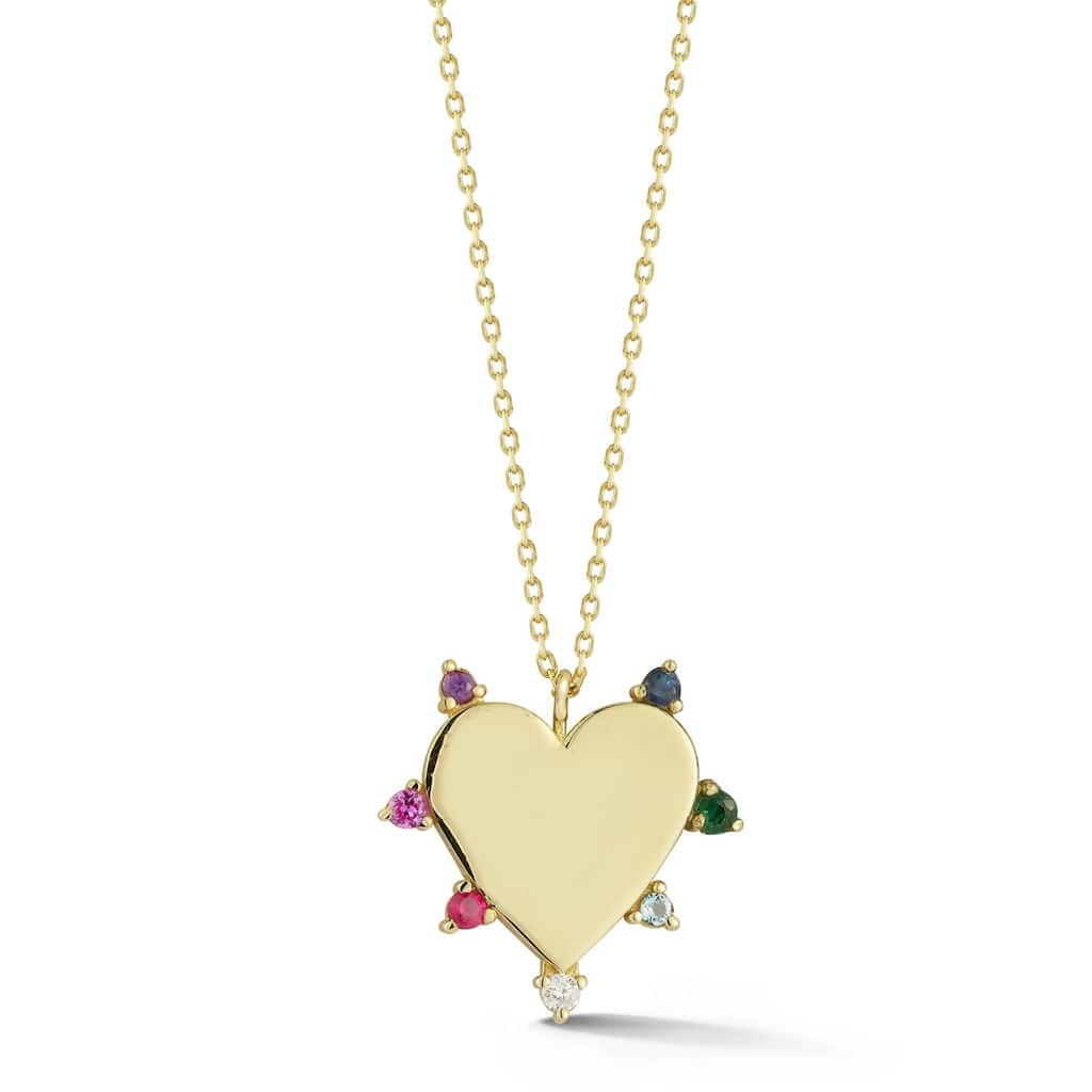 Soleil 14K Gold Gemstone Heart Pendant Necklace