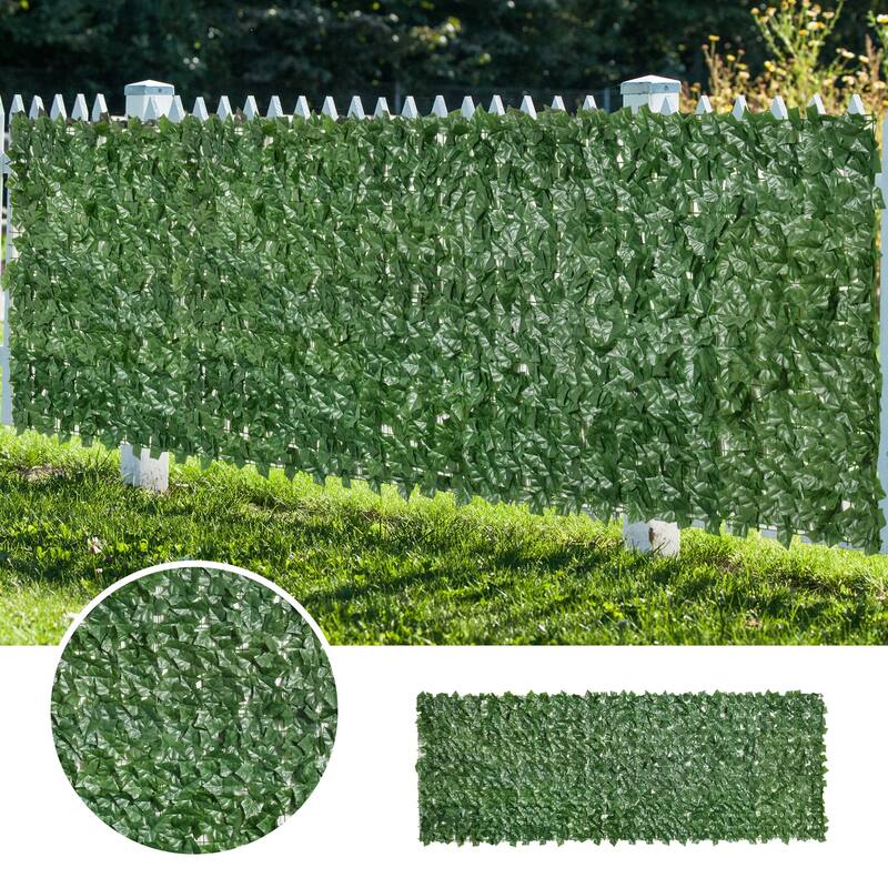 Outsunny 118" x 39" Artificial Privacy Fence Screen Faux Hedge Leaf Ivy Vine Leaf Decoration, Dark Green - 118" L x 39.25" H