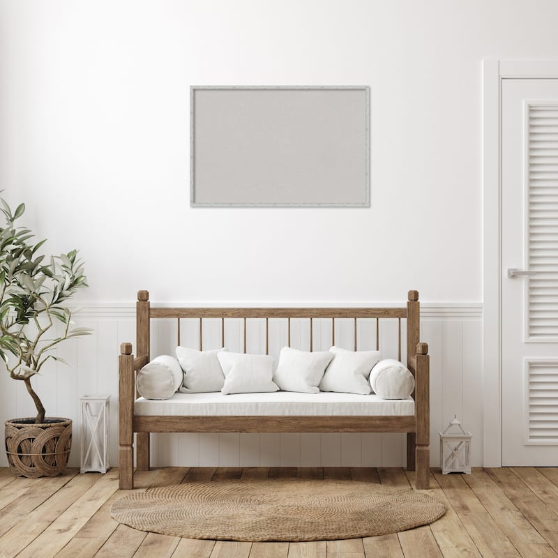 Imprint Light Pewter Wood Framed Grey Corkboard Bulletin Board