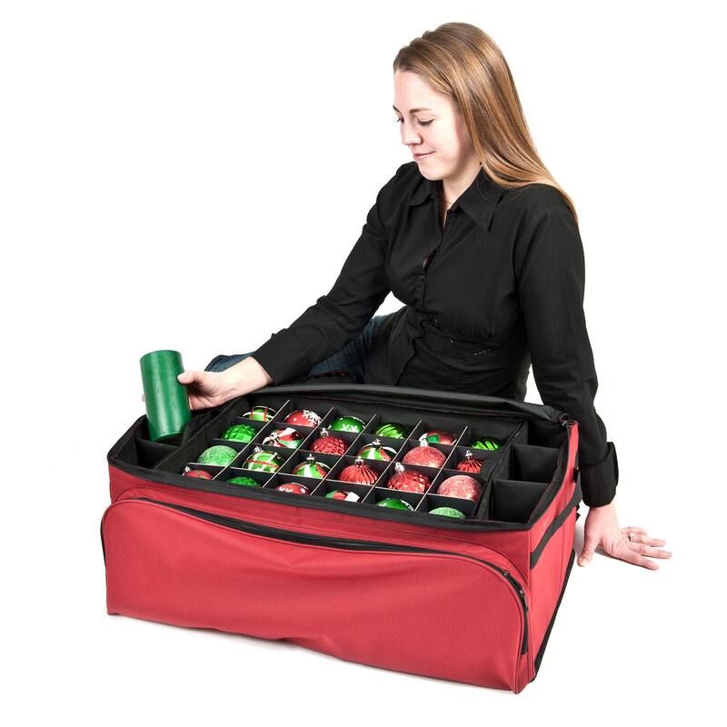 72 (3 in.) Christmas Ornament Storage Box with Side Pockets