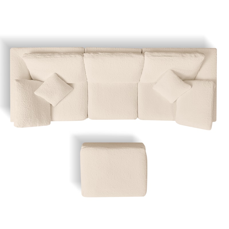 Floor Standing L-shaped Sectional Sofa Modular Deep Seat Couch Chenille Sleeper Sofa Bed with Ottoman Chaise Lounge and Pillows