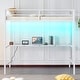 preview thumbnail 1 of 25, Twin Square Tube Raised Bed With Table Outlet LED Light Strip Iron Bed USA White