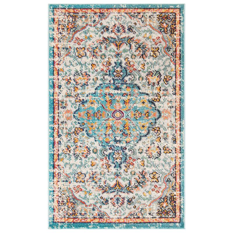 SAFAVIEH Madison Sabire Boho Medallion Distressed Rug - 2' x 3' - Grey/Light Blue