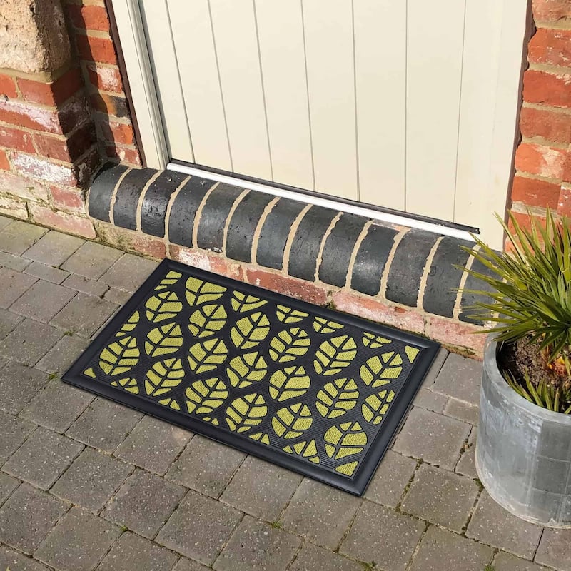 Decorative Leaf Pattern Door Mat 24x16 Inch Non-Slip Mat