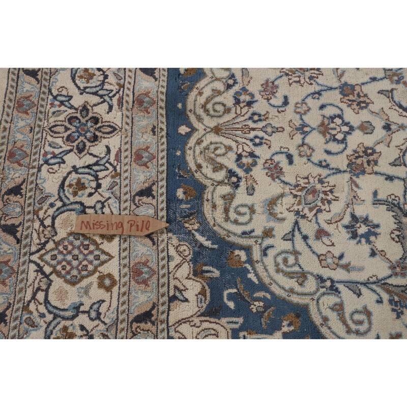 Traditional Nain Persian Vintage Rug Handmade Wool Carpet - 6'4"x 9'7"