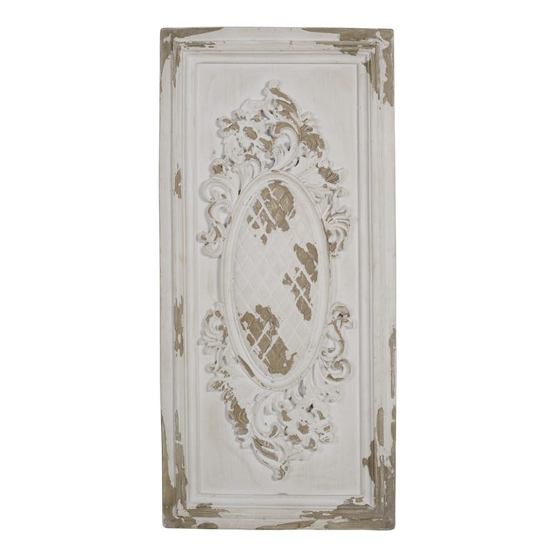 Bohemian Style Large Art Board Wall Decor Rectangular Sculpture with White Finish, for Birthday and Housewarming Party - Grey