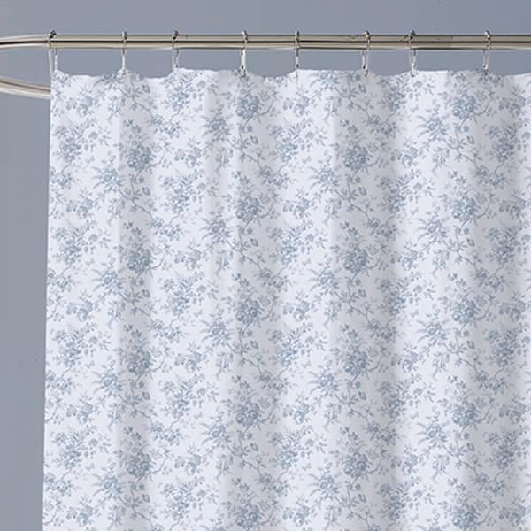 Laura Ashley Walled Garden Cotton Blue Shower Curtain On Sale Bed