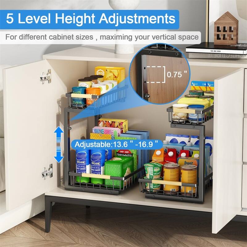 Pull Out Cabinet Organizer - ‎11.4"D x 15.55"W x 13.6"H