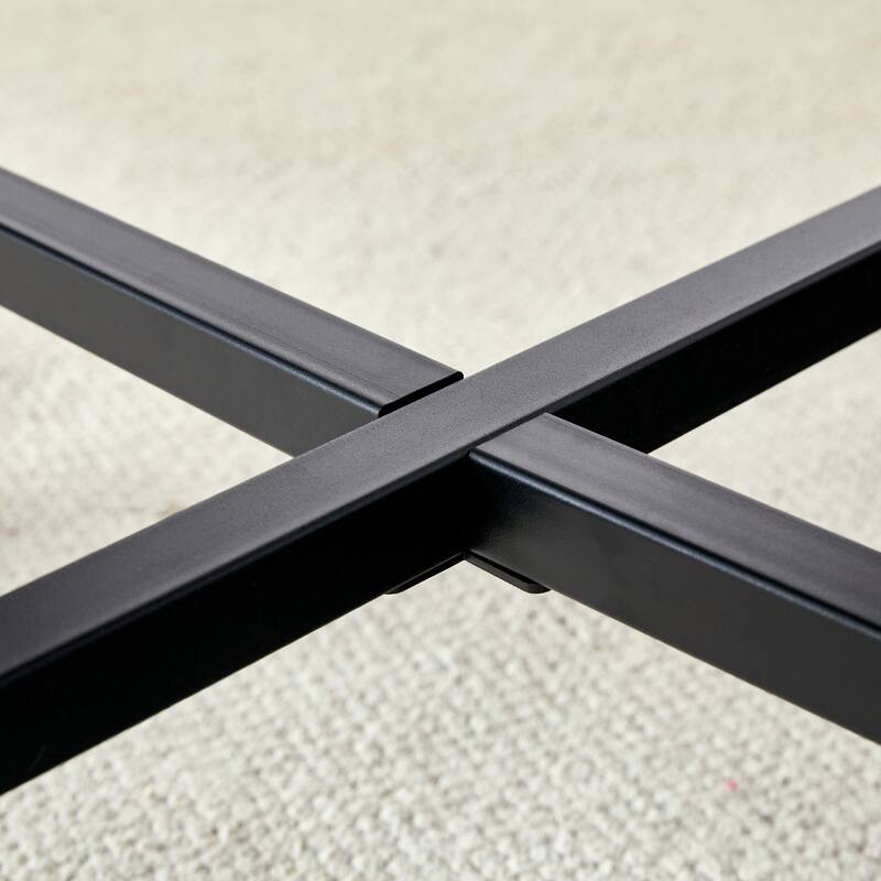 Round Dining Table And Coffee Table. 42 Inch Diameter Mdf Table Top, Deep Wood Grain Table Top,Black Metal Legs