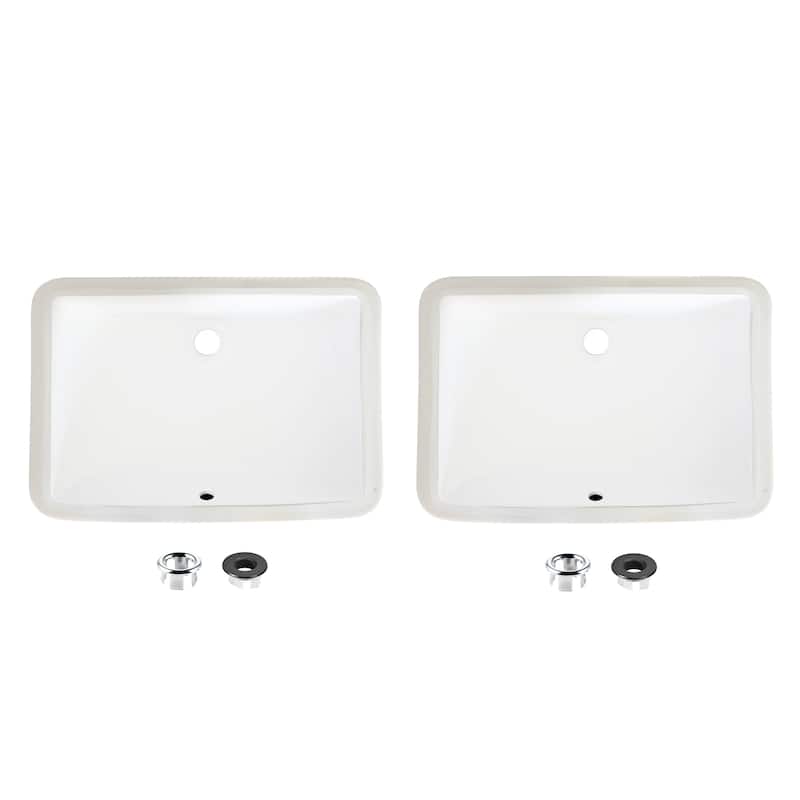 STYLISH 21.25"W x 14.5"D White Rectangular Undermount Bathroom Sink Set of 2