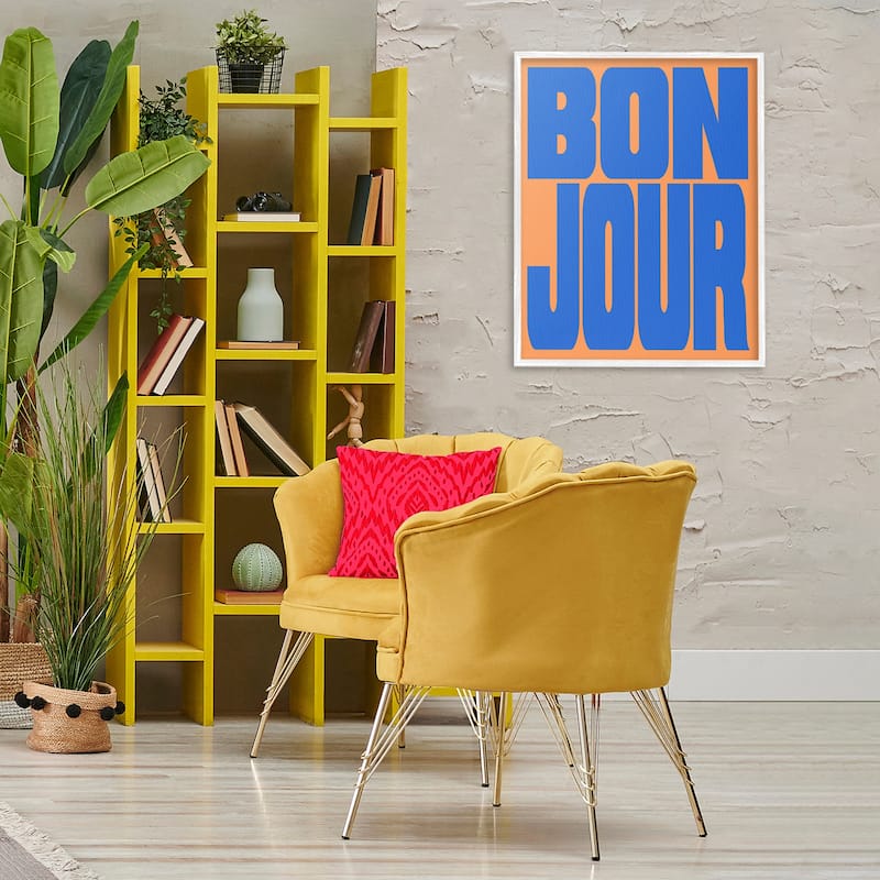 Stupell Bonjour Blue & Orange Framed Giclee Art Design By House of Lulu