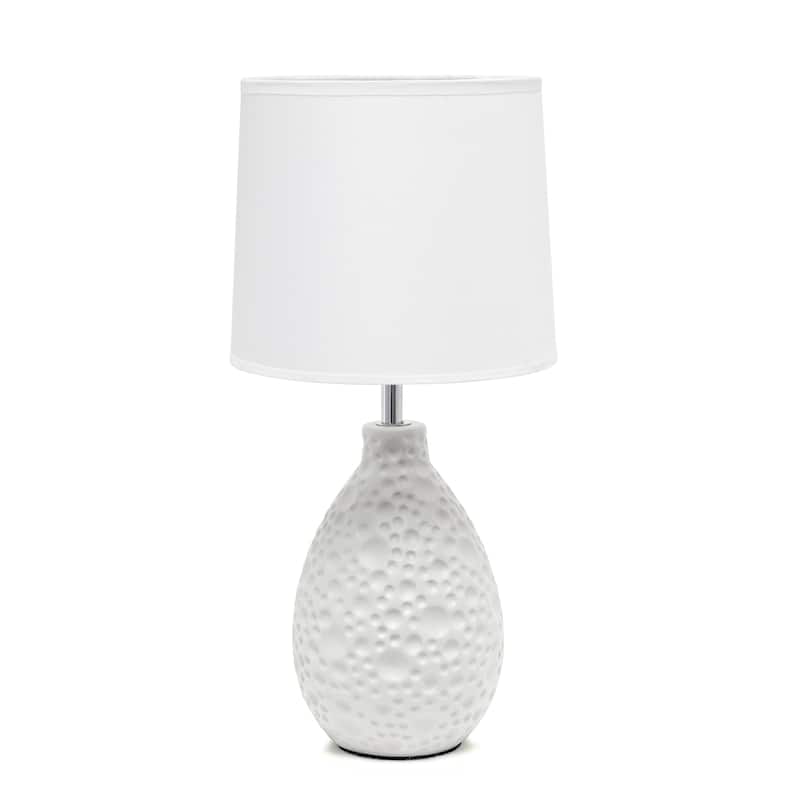 14.17" Textured Tear Drop TableLamp with White Fabric Shade