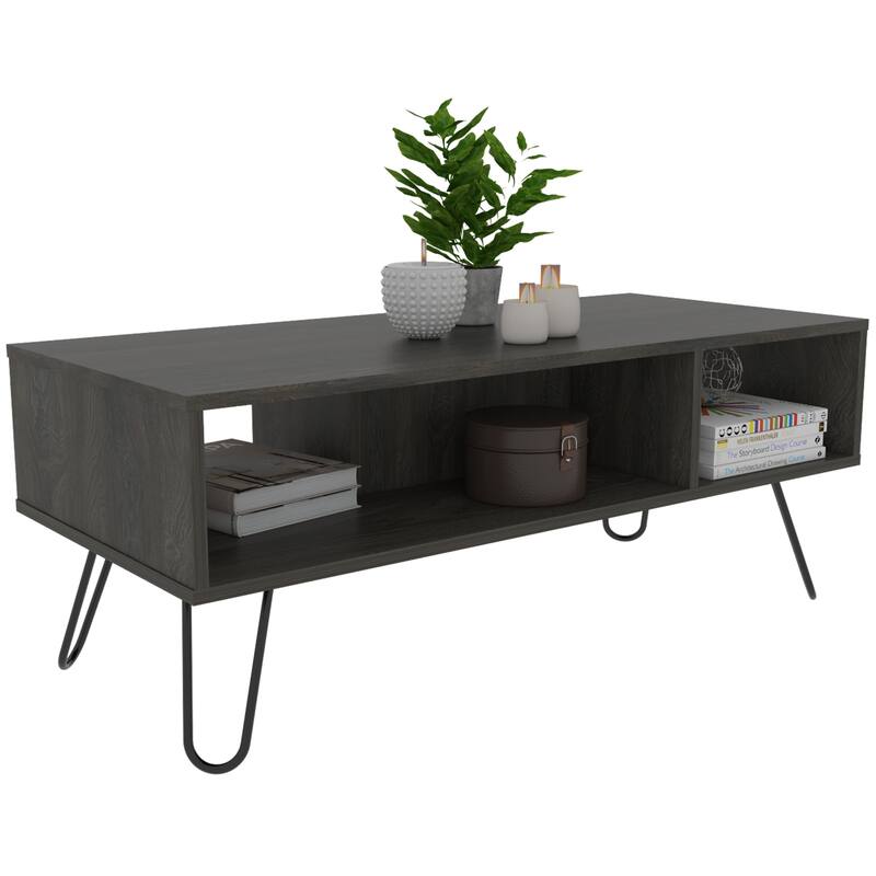 Coffee Table for Living Room, Two Shelves, Carbon Espresso Finish