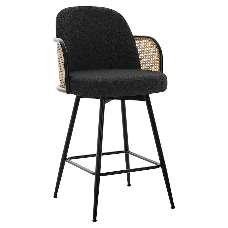26" Swivel Boucle Fabric Upholstered Bar Stool - 38.2"H x 21.5"W x 23.2"D