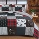 preview thumbnail 1 of 2, Rustic Lodge Moose Red Real Patchwork Reversible Quilt Bedding Set