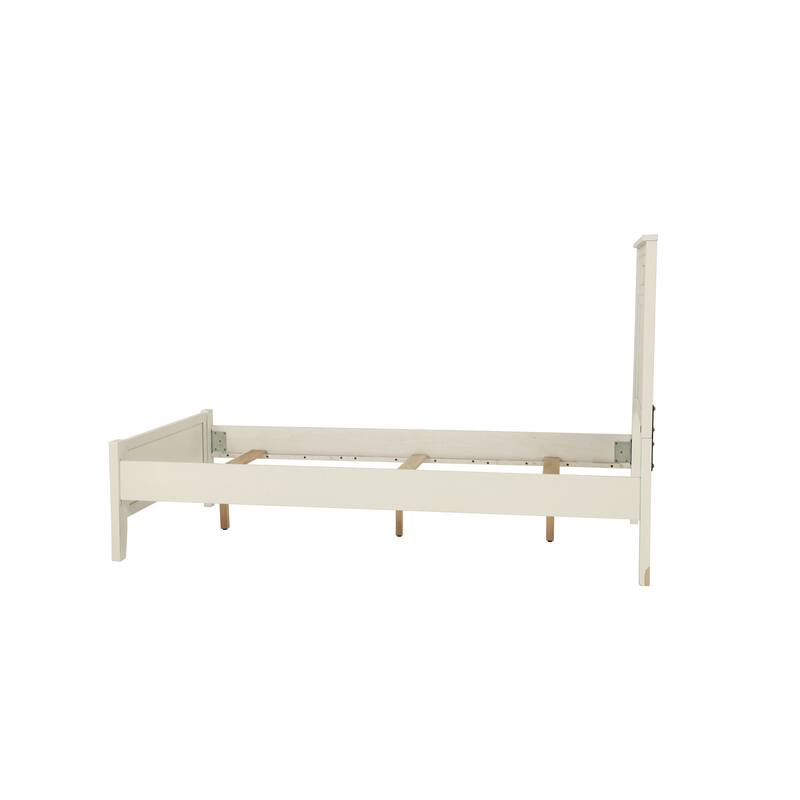 Full Size Bed with Unique Design Headboard, White Finish, Contemporary Style