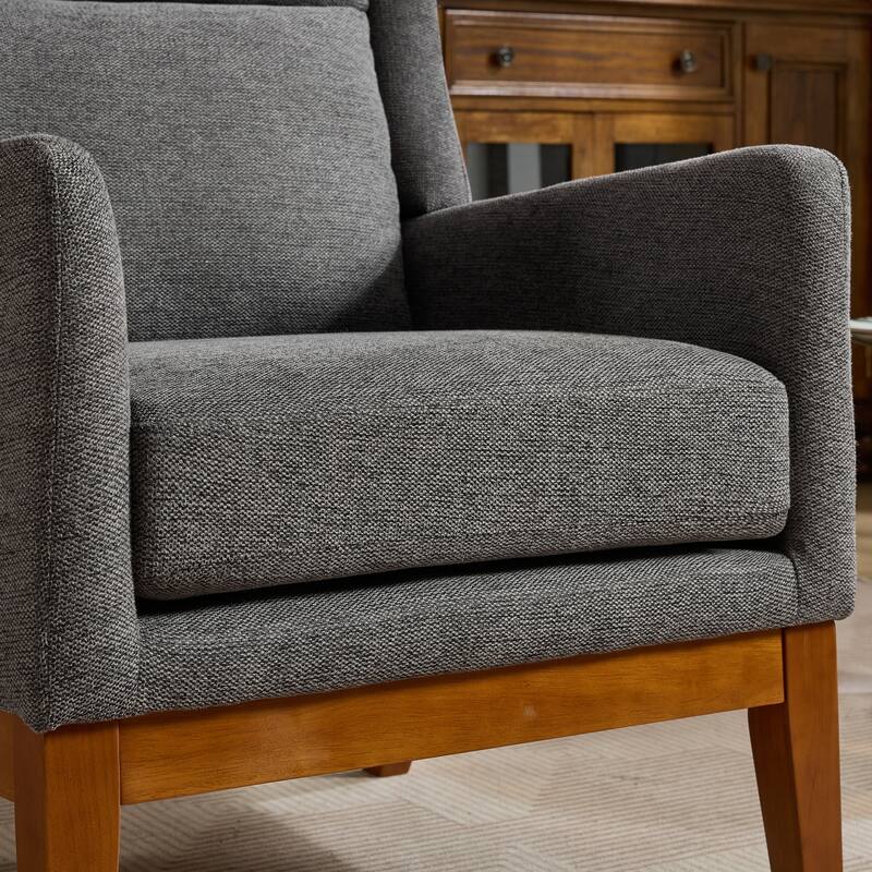 26.18" Wide Accent Chair,Polyester Blend High Back Reading Chair ,Upholstered Armchair Club Chair,Single Sofa with Wood Legs
