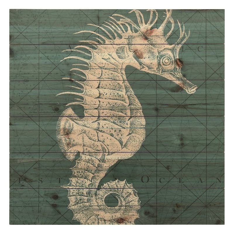"Coastal Menagerie C" Arte de Legno Digital Print on Solid Wood Wall Art