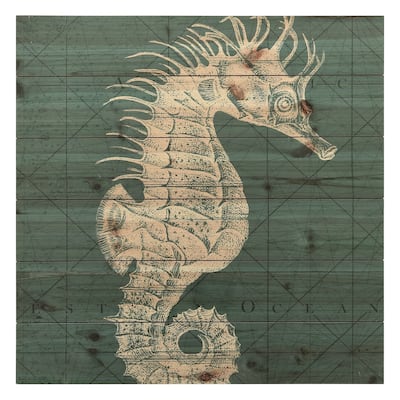 "Coastal Menagerie C" Arte de Legno Digital Print on Solid Wood Wall Art