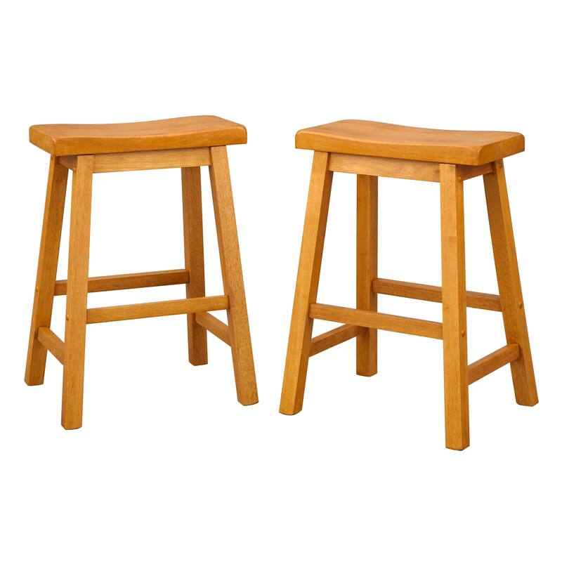 Simple Living Jalen Solid Wood 24-inch Saddle Stool (Set of 2)