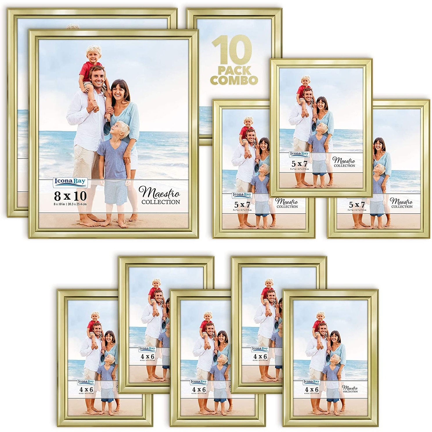 Picture Frames Set - 10 PC (Five 4x6, Three 5x7, Two 8x10) - Bed