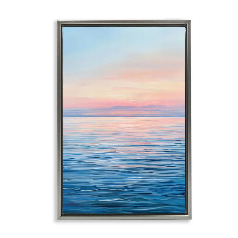 Stupell Sunrise over Ocean Gradient Framed Floater Canvas Wall Art Design By LSR Design Studio - 17 x 25 - Grey