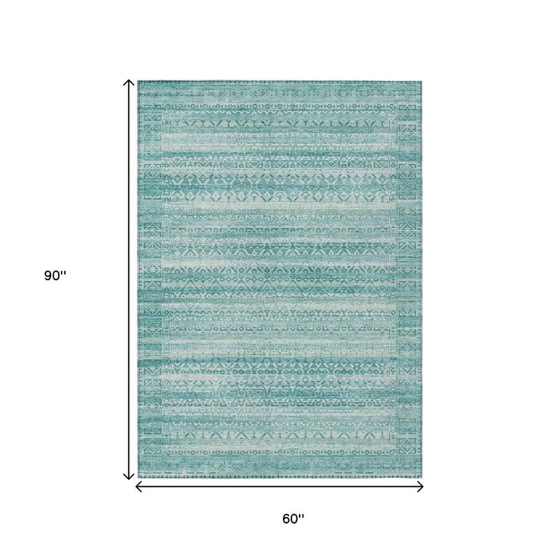 HomeRoots Striped Transitional Rectangle Outdoor Rug