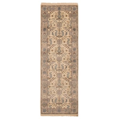 ECARPETGALLERY Hand-knotted Finest Agra Jaipur Ivory Wool Rug - 2'7 x 7'10