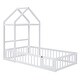 preview thumbnail 6 of 15, White Twin Size Wooden Floor Bed with Fence Railings and Detachable Headboard, Kids Dress Up Rack, Playhouse Frame