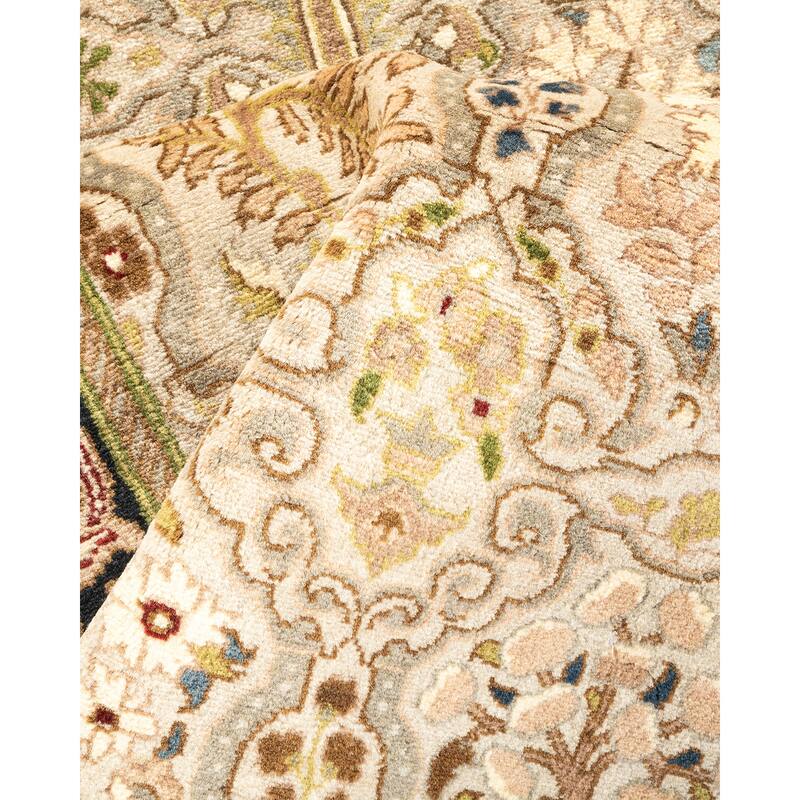 Overton One-of-a-Kind Hand-Knotted Traditional Oriental Mogul Ivory Area Rug - 2' 6" x 7' 10"
