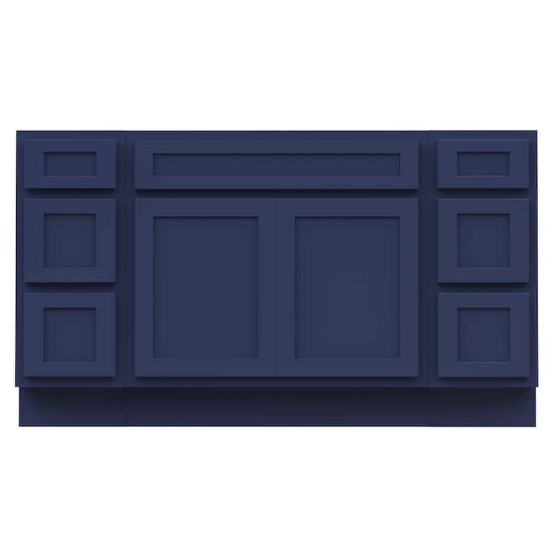 Vanity Art 60" Oak Freestanding Bathroom Vanity Cabinet without Top - Blue